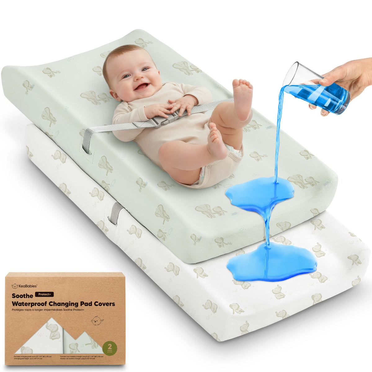 2-Pack Organic Cotton Waterproof Changing Pad Covers