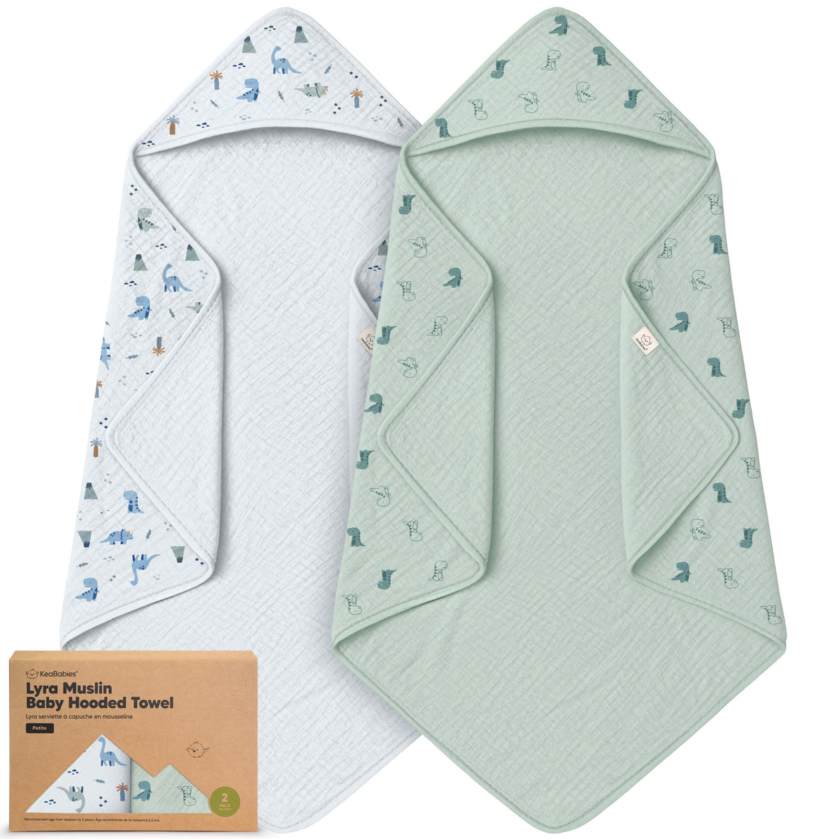 2-Pack Baby Muslin Hooded Towels