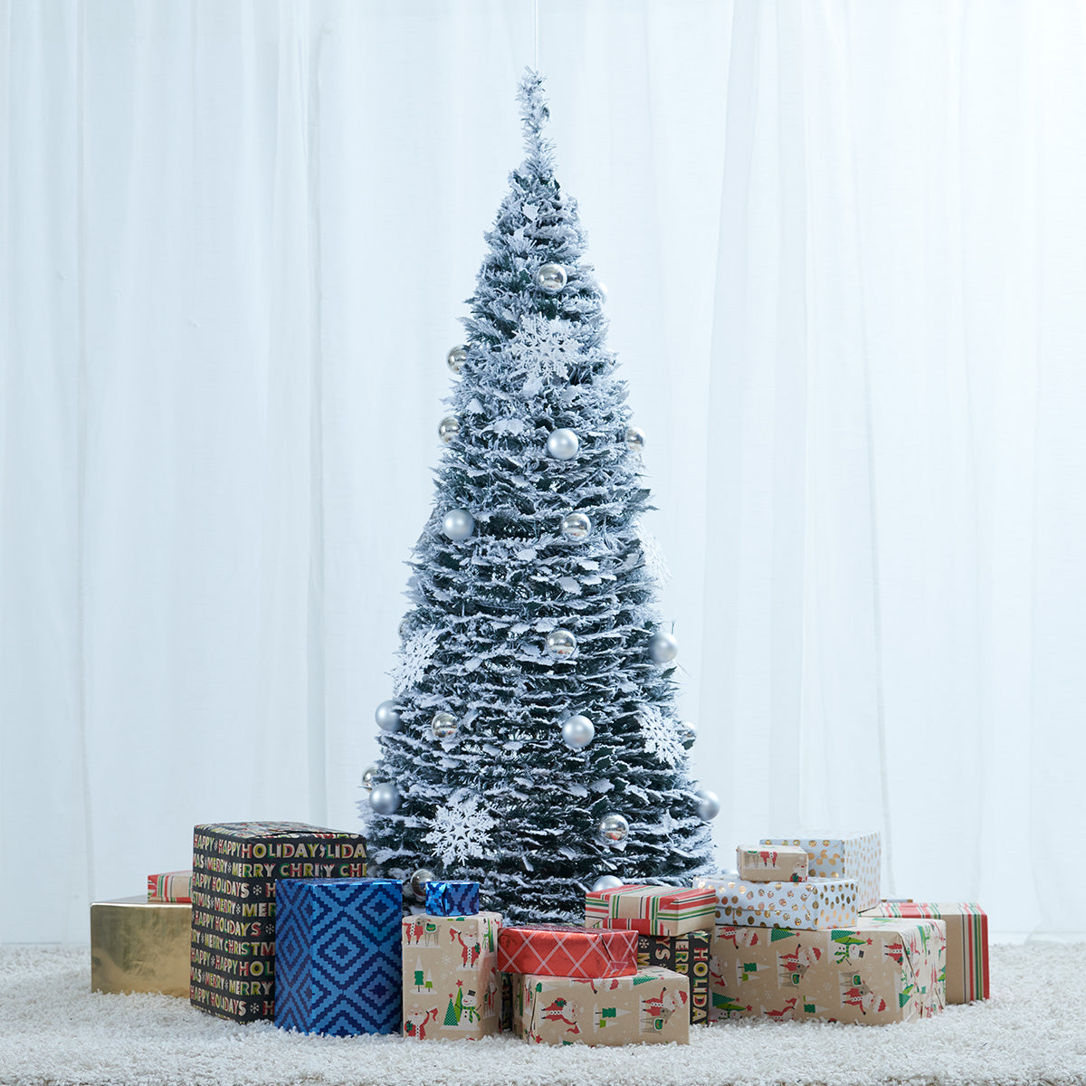Pop-up kunstkerstboom 180 cm wit besneeuwd