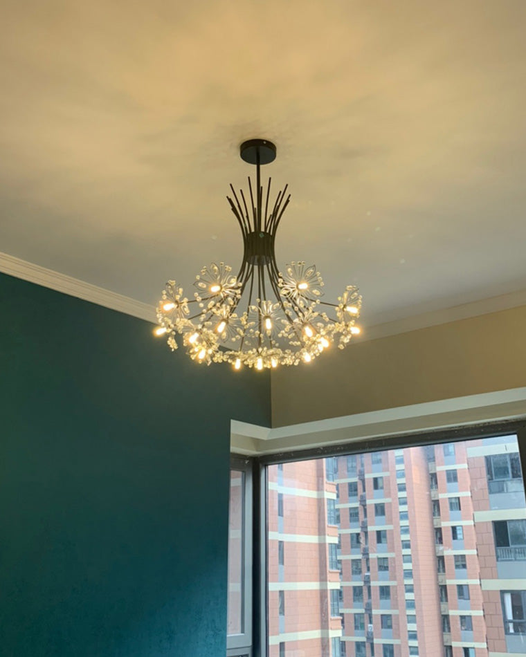 Multi-Arm Crystal Hanging Light Fixture 13-Bulb 20.5 Inch Diameter Sparkling Glass for Dining Room Living Room Entryway Bedroom Modern Adjus