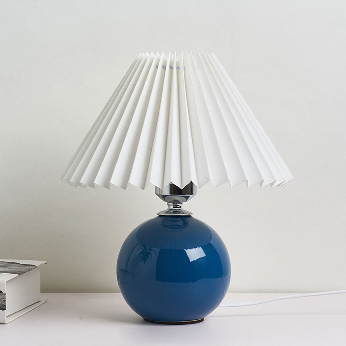 Ceramic Accent Lamp with Fabric Shade 11x9.5 in E26 Socket for Nightstand Desk Study Room Reading Light Modern Home Decor | Thomler