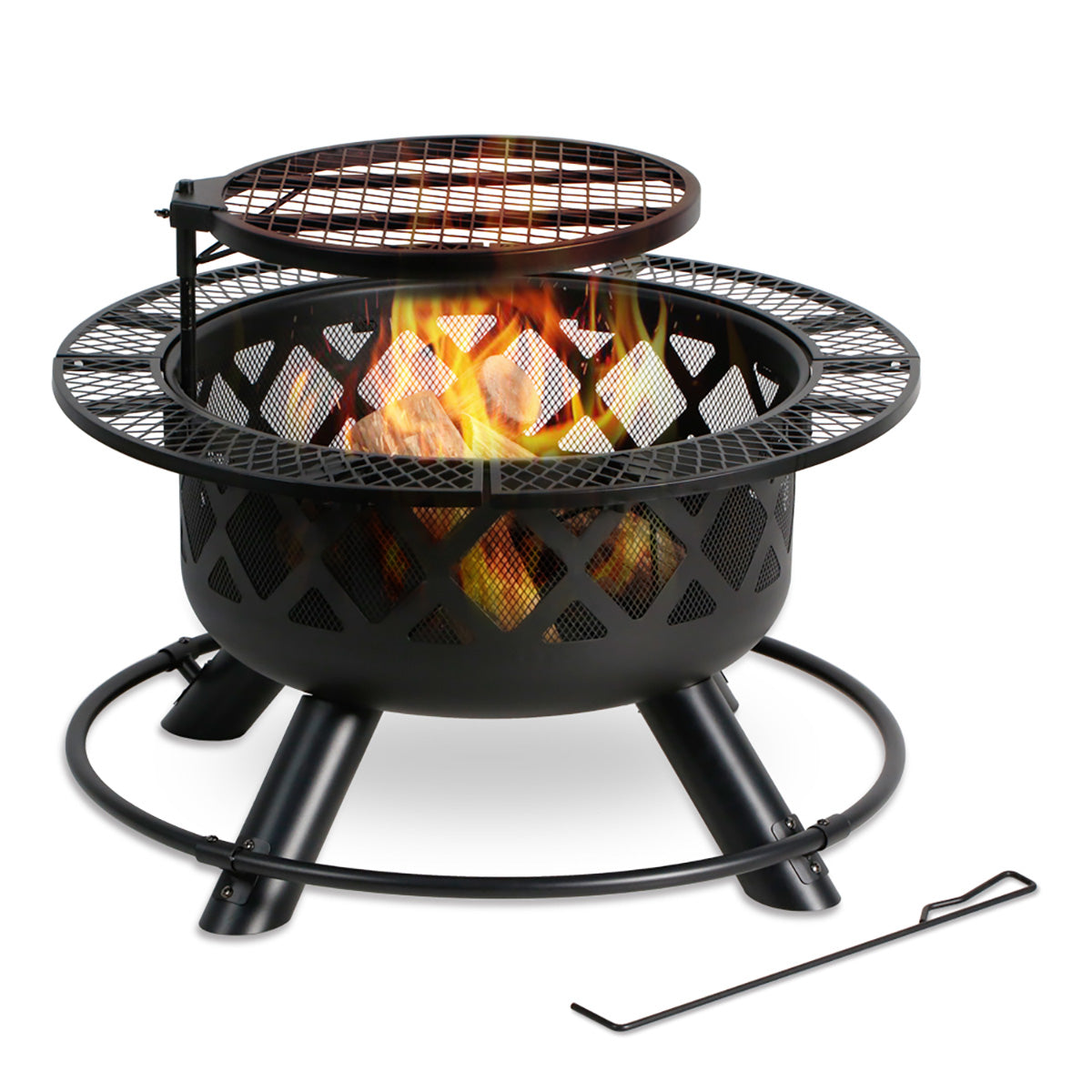 Fogata de leña de 32'' con parrilla para cocinar