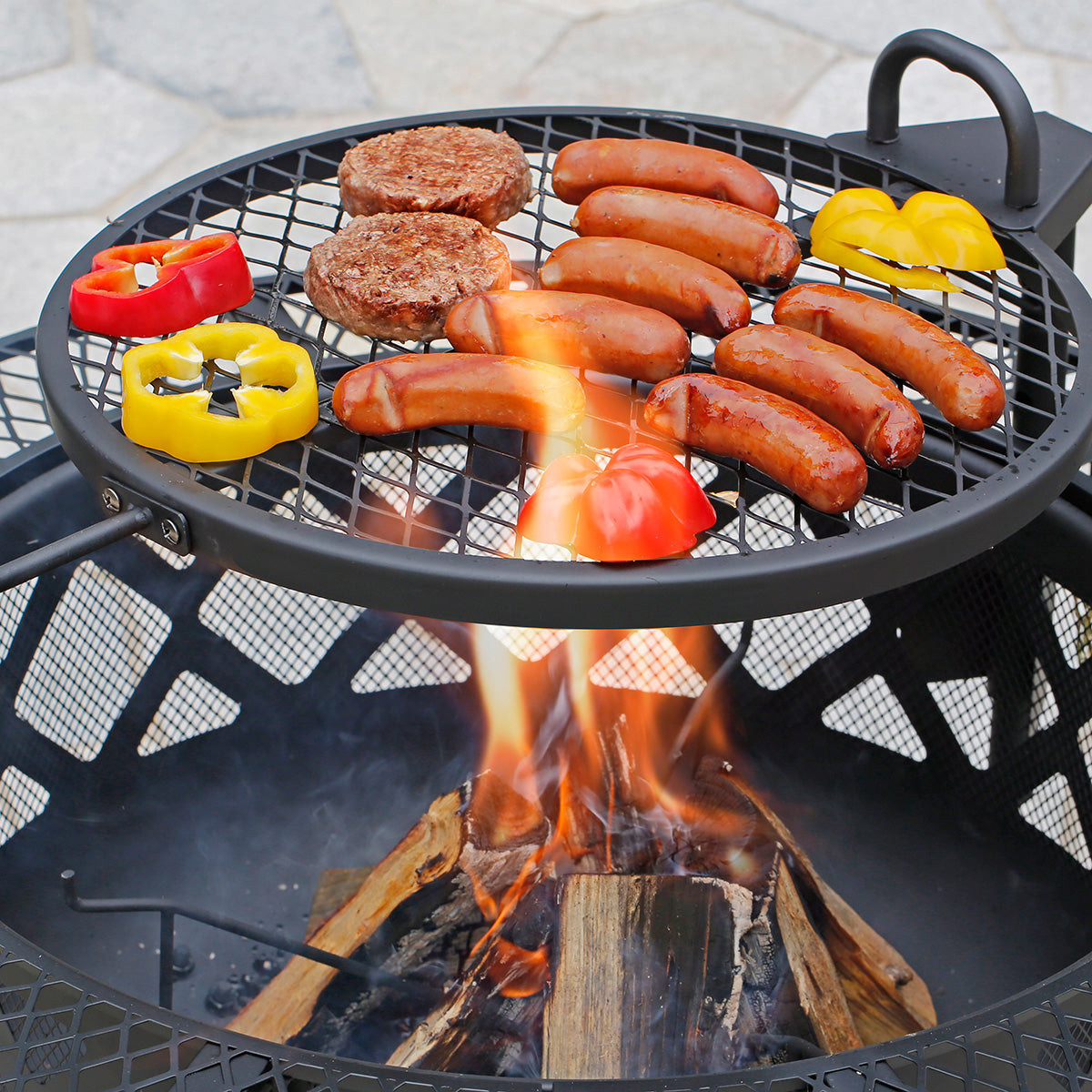 Fogata de leña de 32'' con parrilla para cocinar