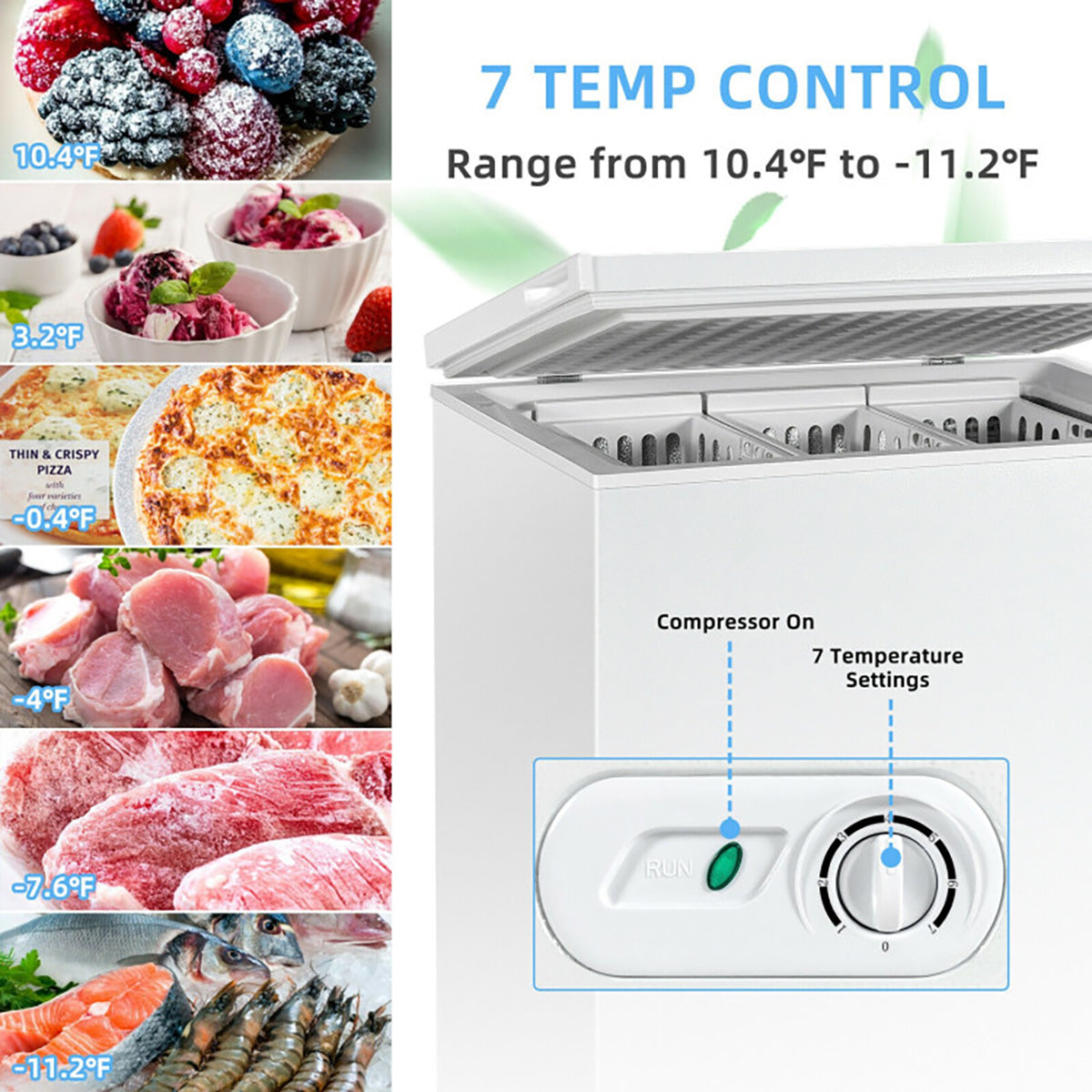 Congelador horizontal de 5 pies cúbicos con 3 cestas de almacenamiento extraíbles