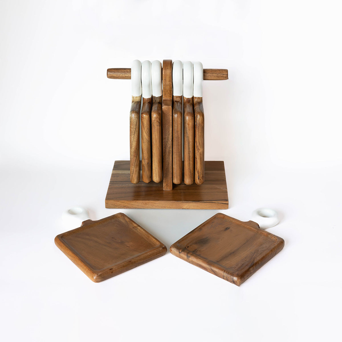 9-Piece Acacia Wood Charcuterie Board Set