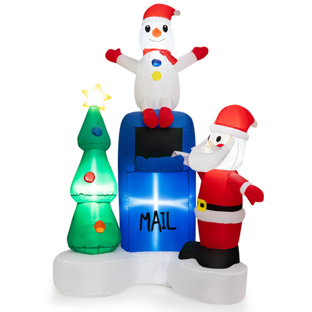 6' Inflatable Christmas Mailbox Santa and Snowman