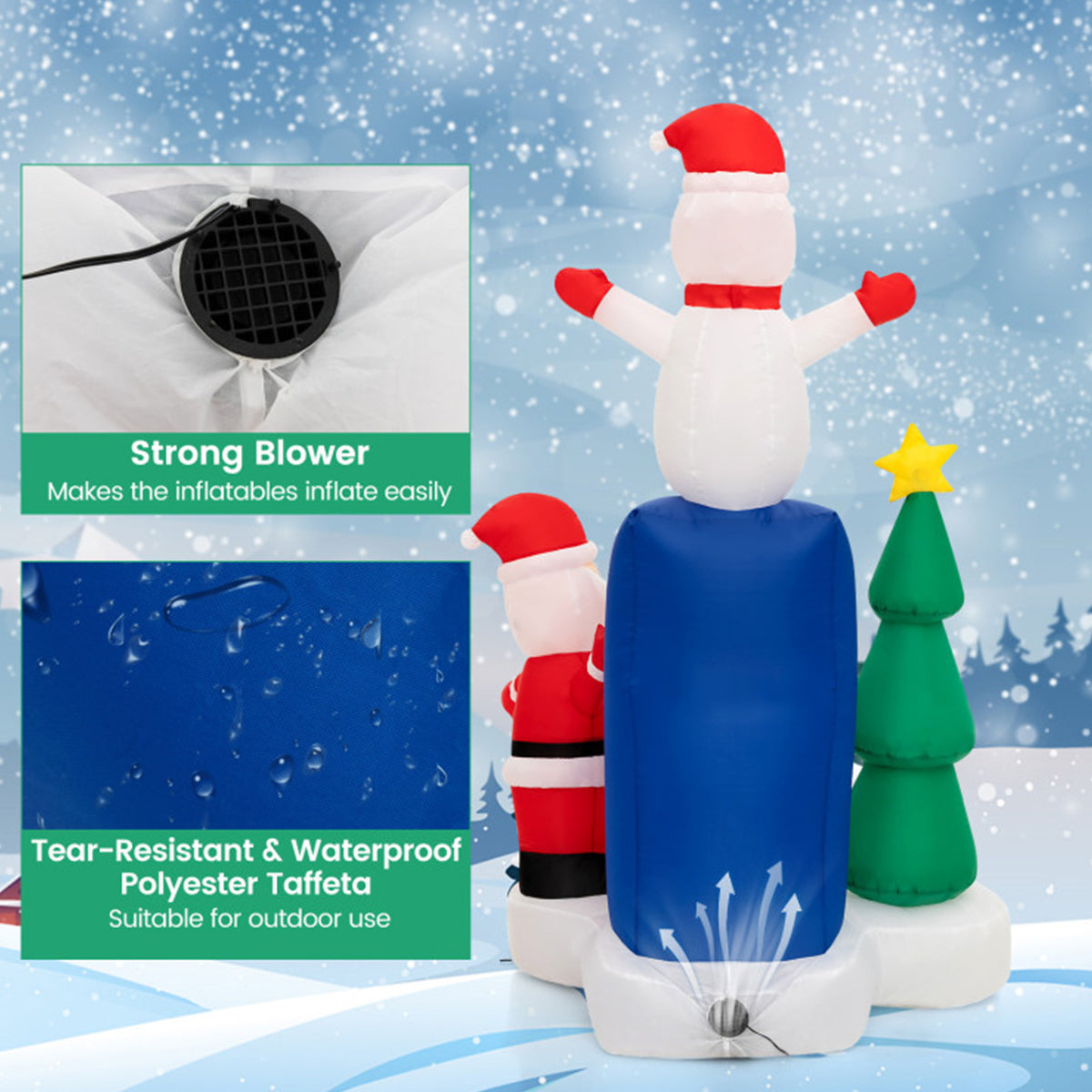 6' Inflatable Christmas Mailbox Santa and Snowman