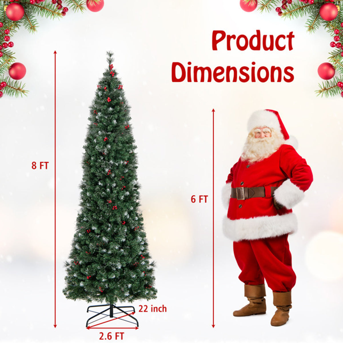 Pre-Lit Artificial Hinged Pencil Christmas Tree