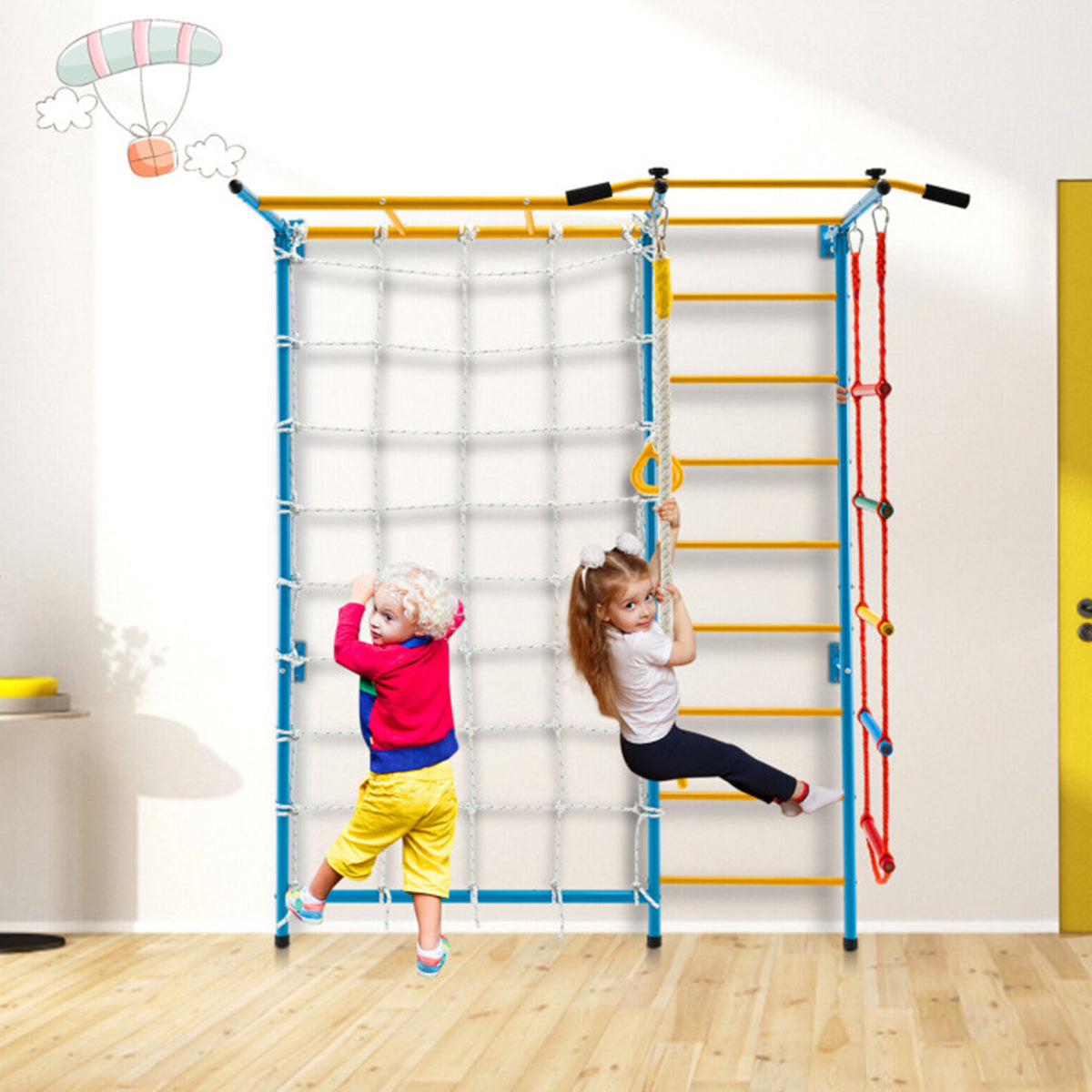 7-in-1 Kinder-Sprossenwand-Set für den Innenbereich