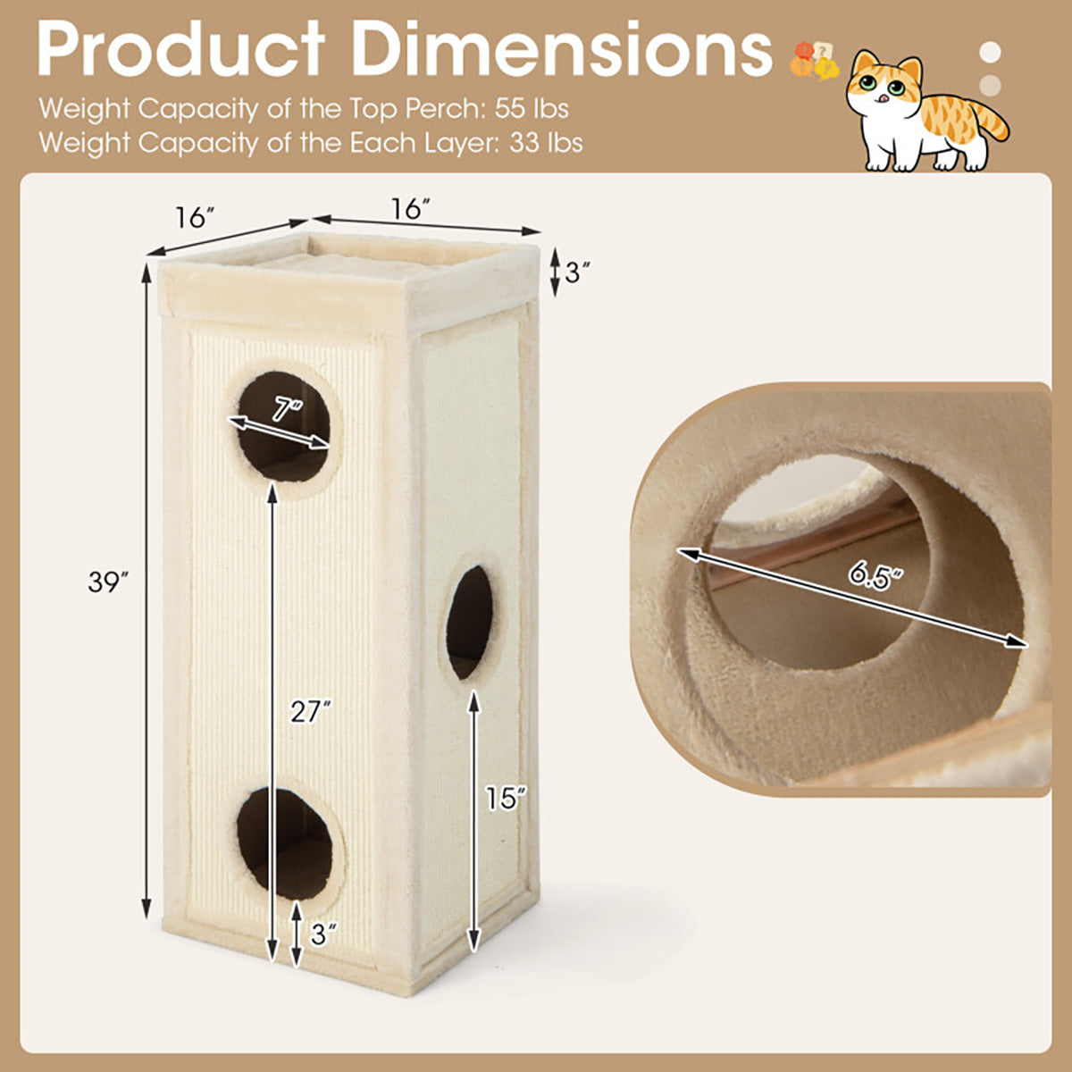 99 cm Versteck-Katzenhaus mit Kratzstämmen