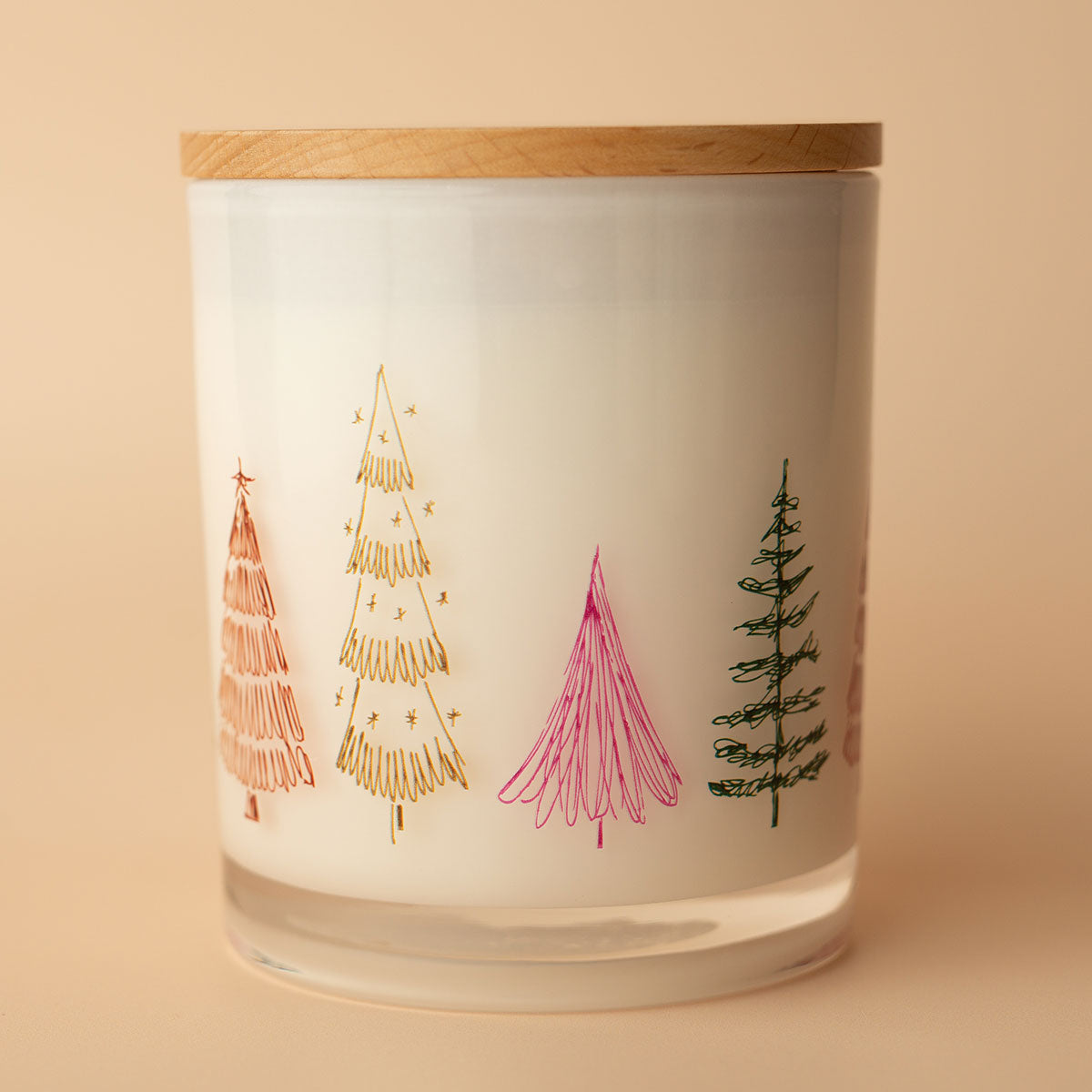 Weihnachtskerze mit Aufdruck – Festliches Tannenbaum-Motiv