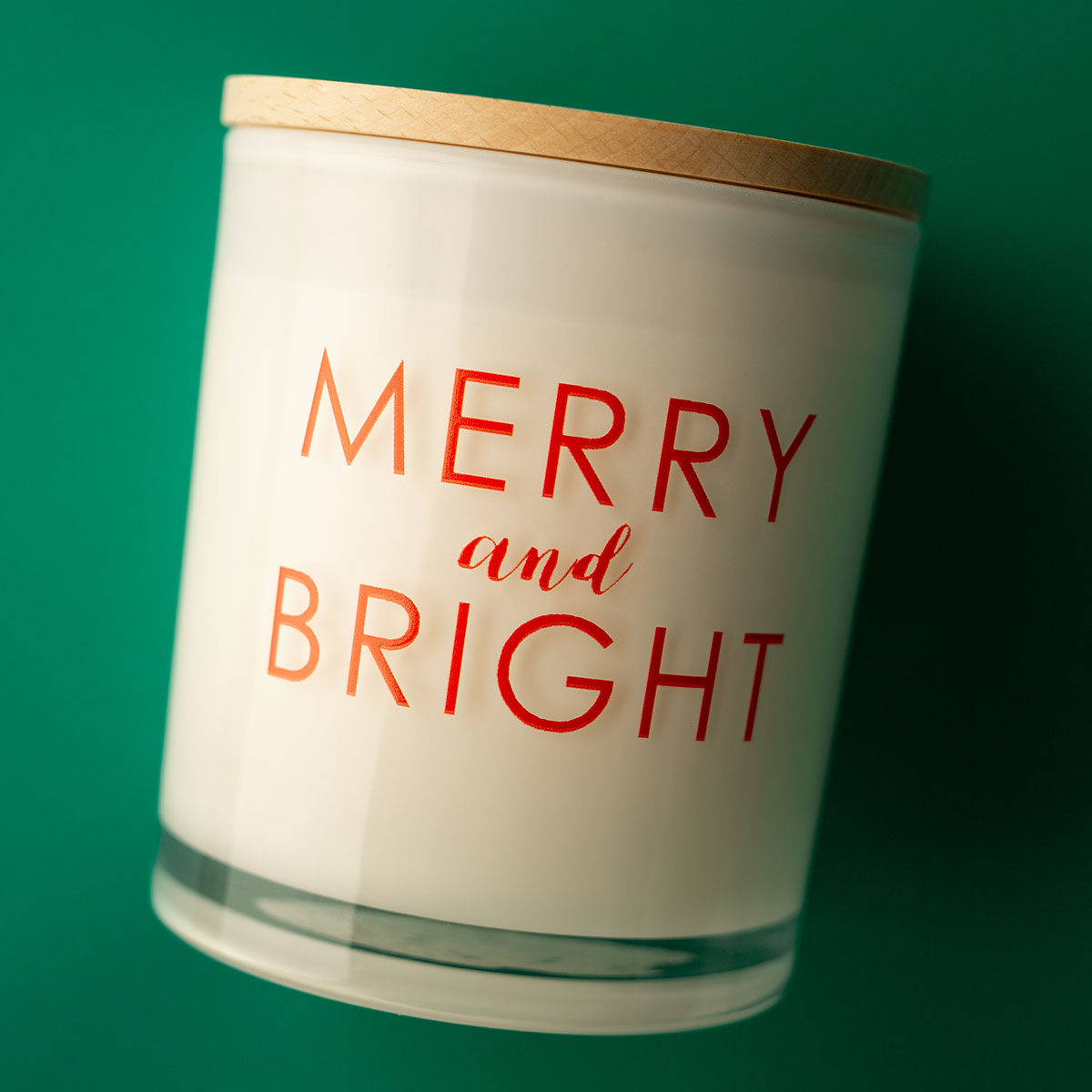 Weihnachtskerze mit Aufdruck – Merry and Bright