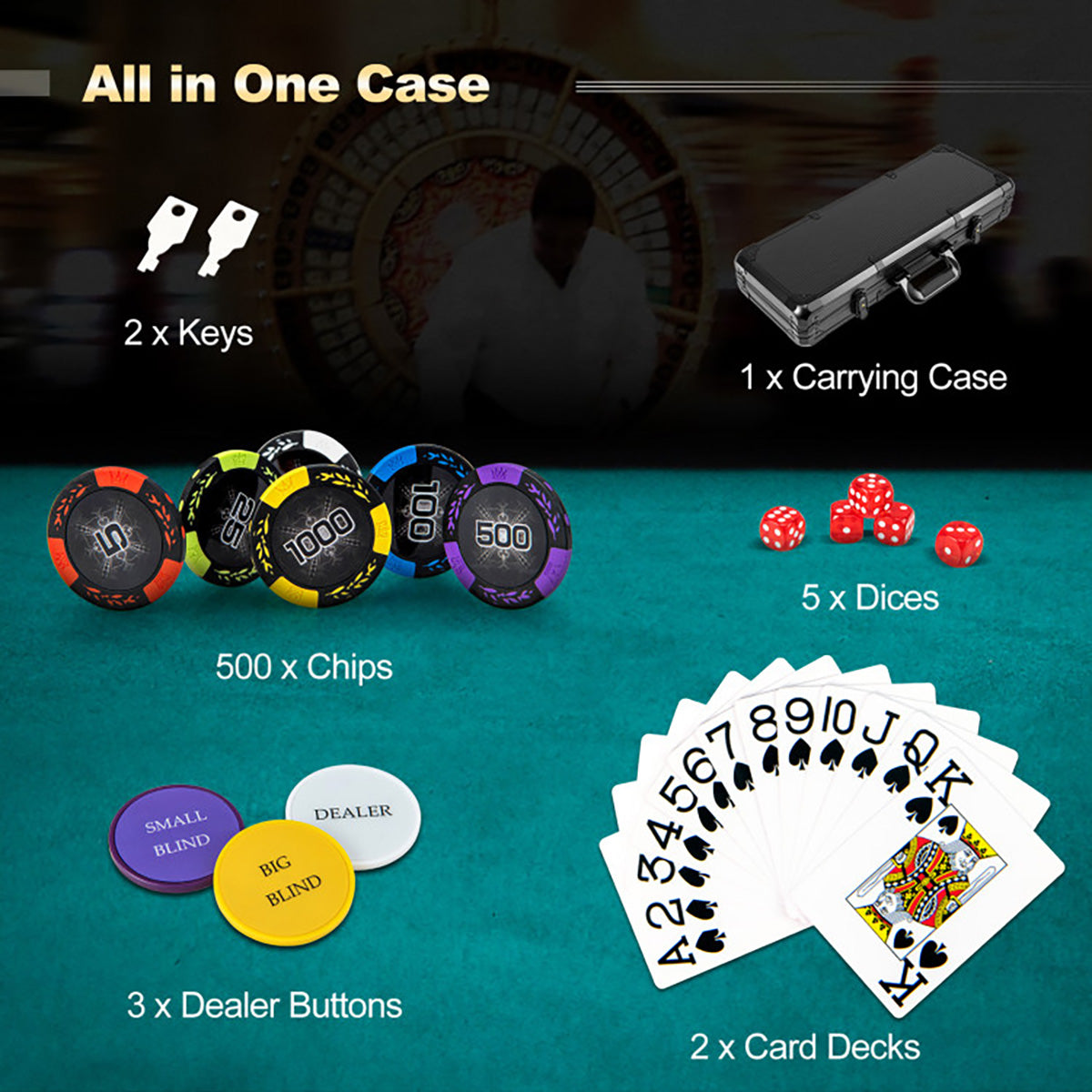Set de fichas de póker Texas Hold'em