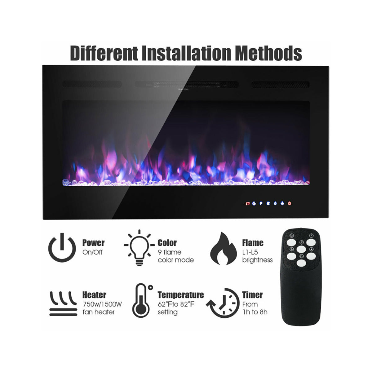 Chimenea eléctrica empotrable de 40''