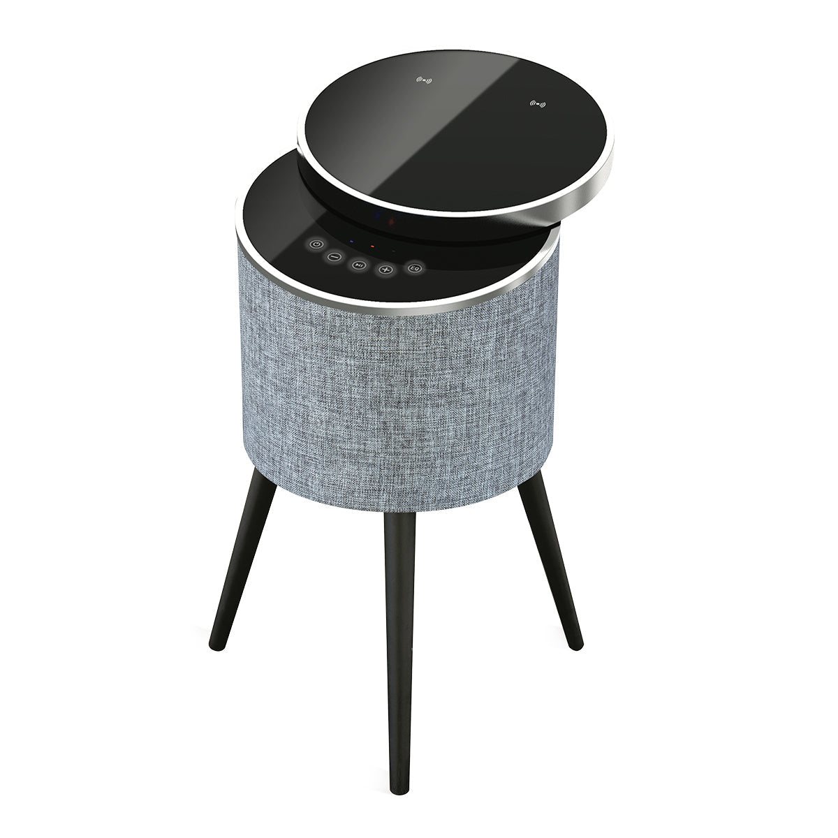 Mesa auxiliar con altavoz Bluetooth de tapa giratoria