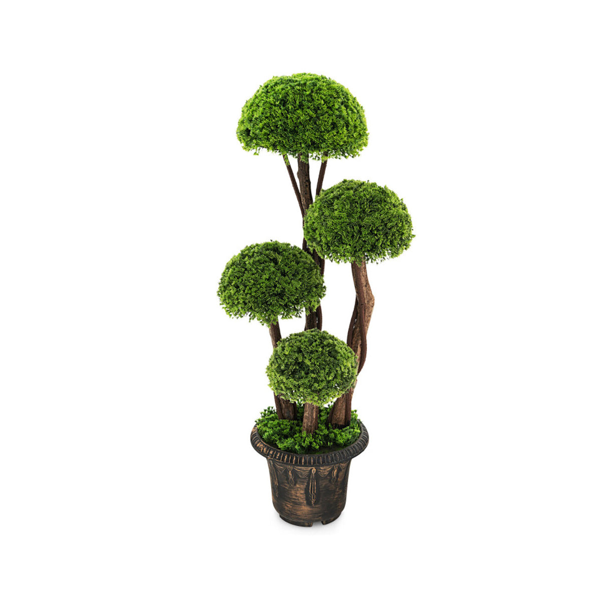 Árbol topiario artificial de cedro de 3' con tronco de ratán