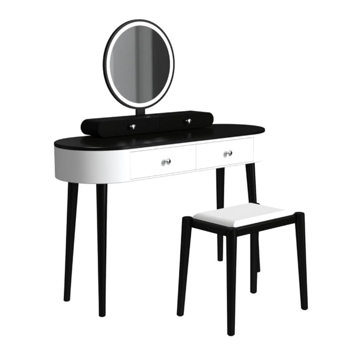 Schminktisch-Set mit Hocker und LED-Spiegel
