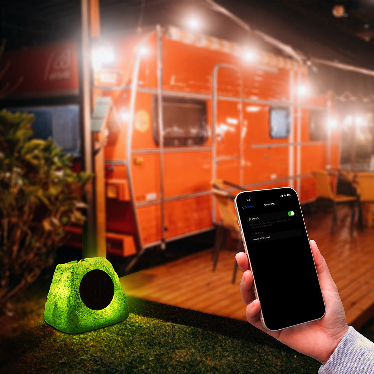 Solarbetriebener Bluetooth-Felsenlautsprecher mit Multilink