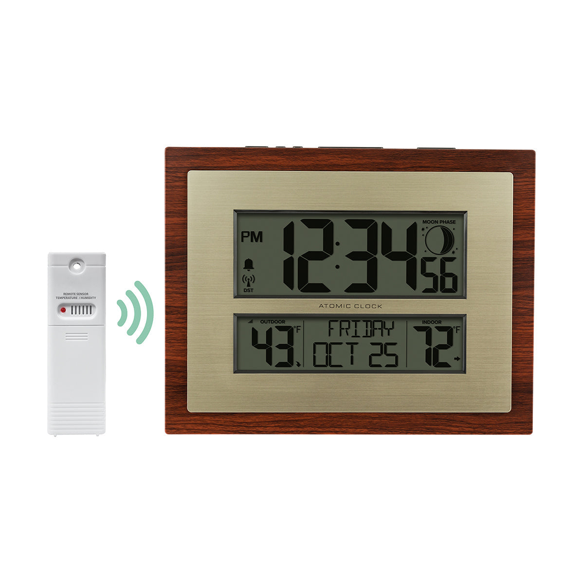 Reloj de pared digital atómico con fase lunar