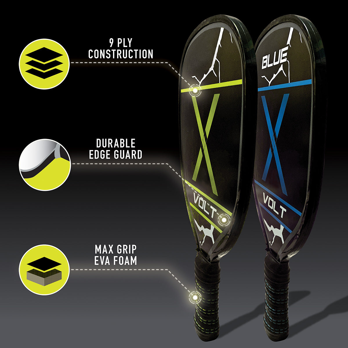 Set de 2 palas de pickleball de madera