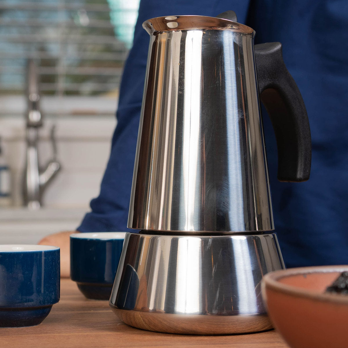 Juego de cafetera espresso de acero inoxidable de 500 mL y cuchara