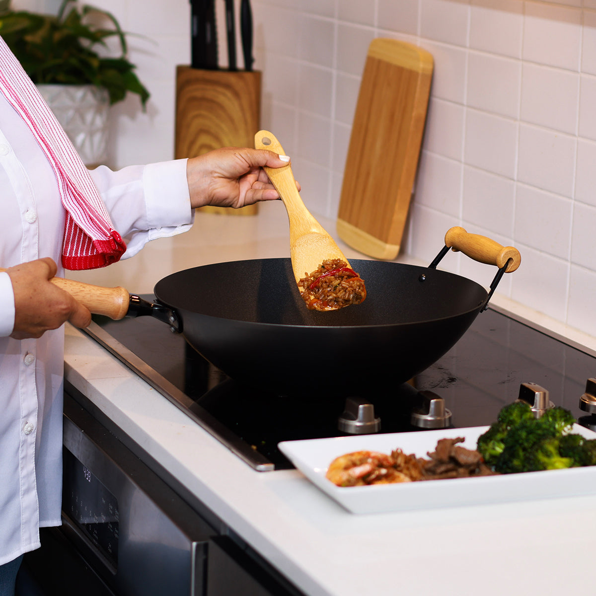 10-delige 14'' antiaanbak-wokset