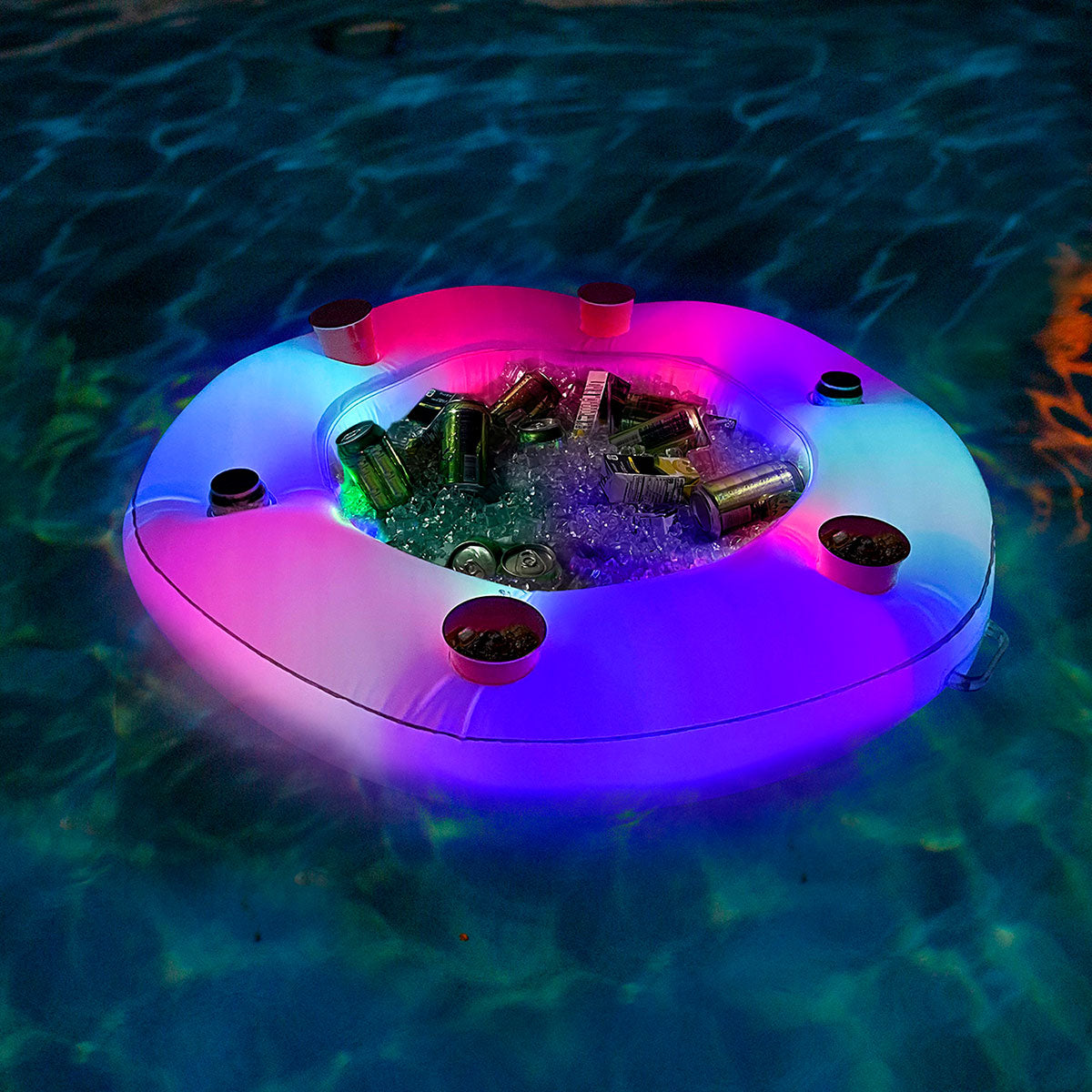 Aufblasbarer LED-Getränkekühler für den Pool
