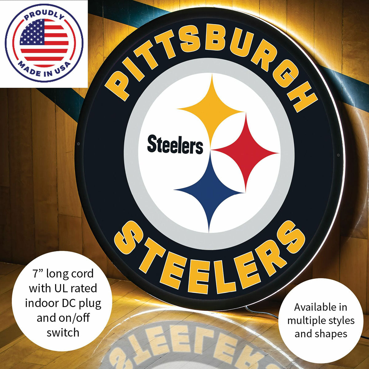 NFL Hintergrundbeleuchtetes, rundes Wand-Schild mit Vollkantenbeleuchtung