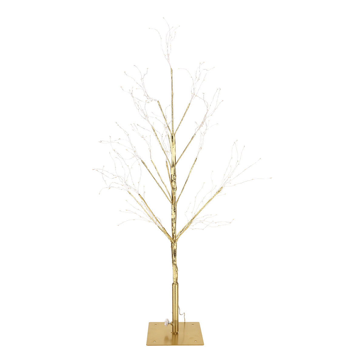 Árbol de abedul con luces doradas