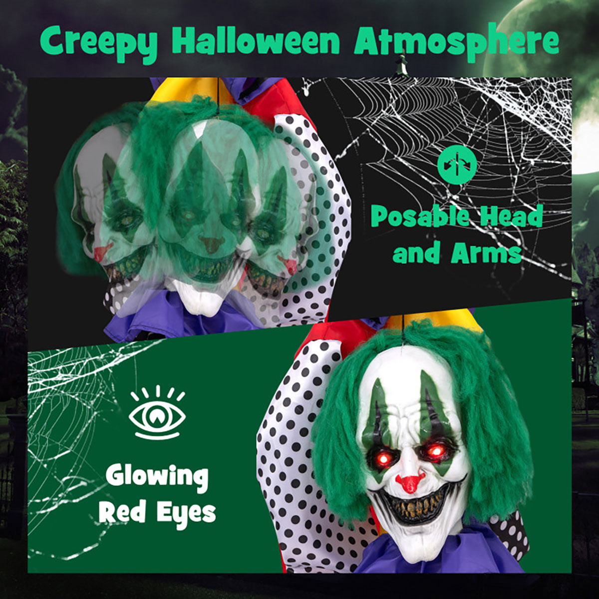 Payaso mecanizado con ojos LED y audio