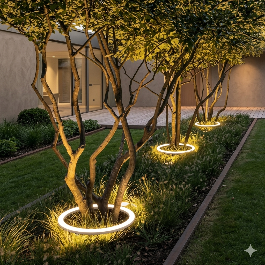 Outdoor LED Landscape Spotlight for Trees & Gardens | Aluminum Ground Light with Warm Glow | Pathway Accent Lighting | Weatherproof Garden U | Thomler