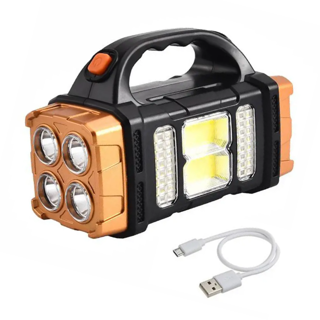 Solar LED Camping Lantern with Power Bank 6 in × 2.8 in Waterproof Emergency Light Strobe Mode Rechargeable Outdoor Torch for Hiking Roadsid | Thomler
