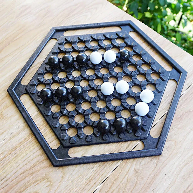 Abstract tactisch bordspel voor twee spelers met knikkers voor kinderen en volwassenen – Hexagonale strategiepuzzel voor spelletjesavonden met het gezin en het ontwikkelen van logisch inzicht | Thomler