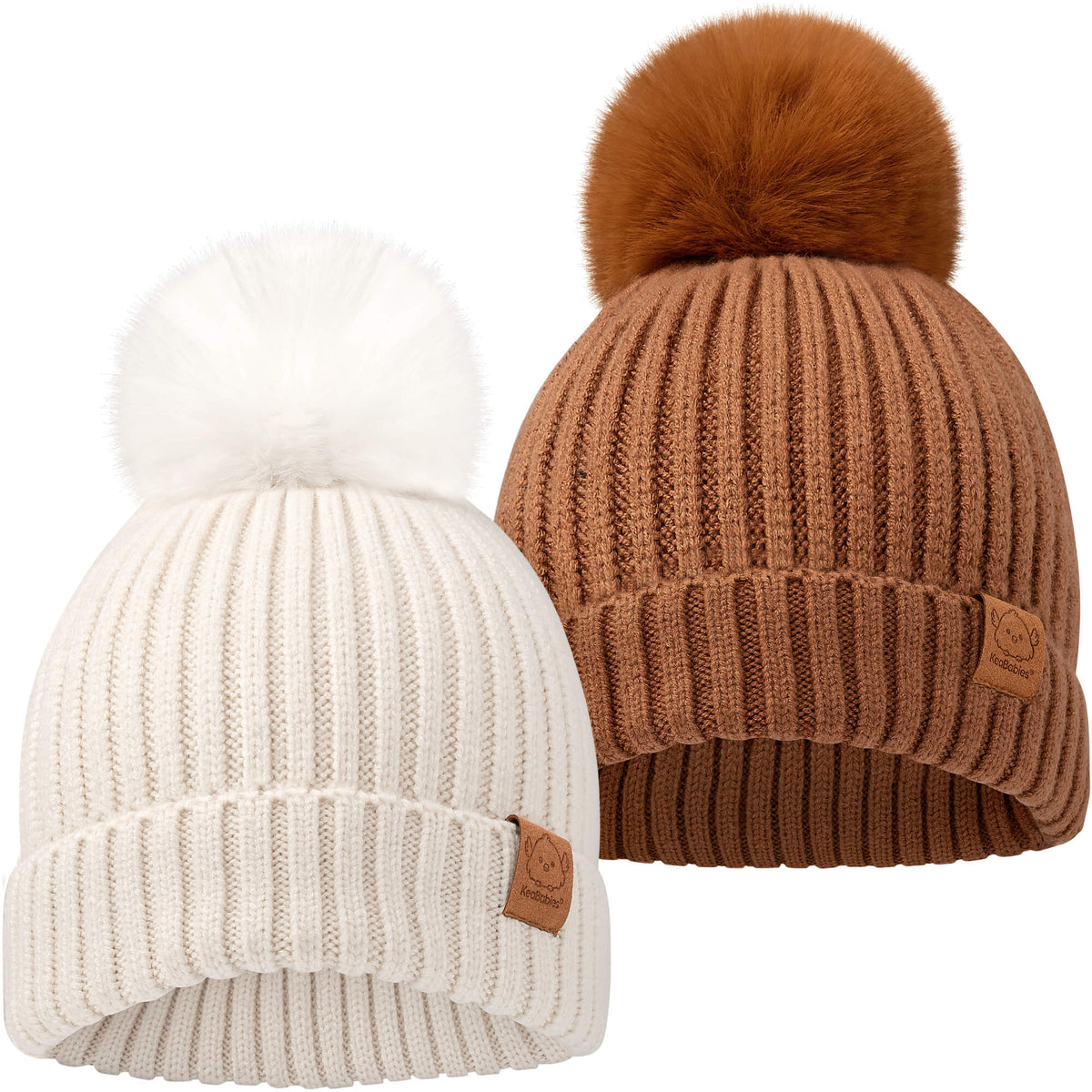 2-Pack Baby Pom Knitted Beanie