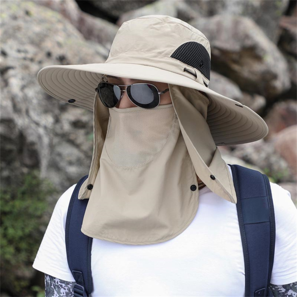 Atmungsaktiver breitkrempiger Sonnenhut für Outdoor-Angeltouren