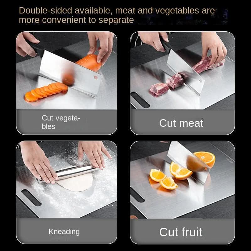 Tabla de preparación de cocina de acero 13.8×9.8 pulg. Superficie no porosa resistente a las bacterias, bandeja rodante para cortar y servir para verduras, carne, masa, queso Mul | Thomler