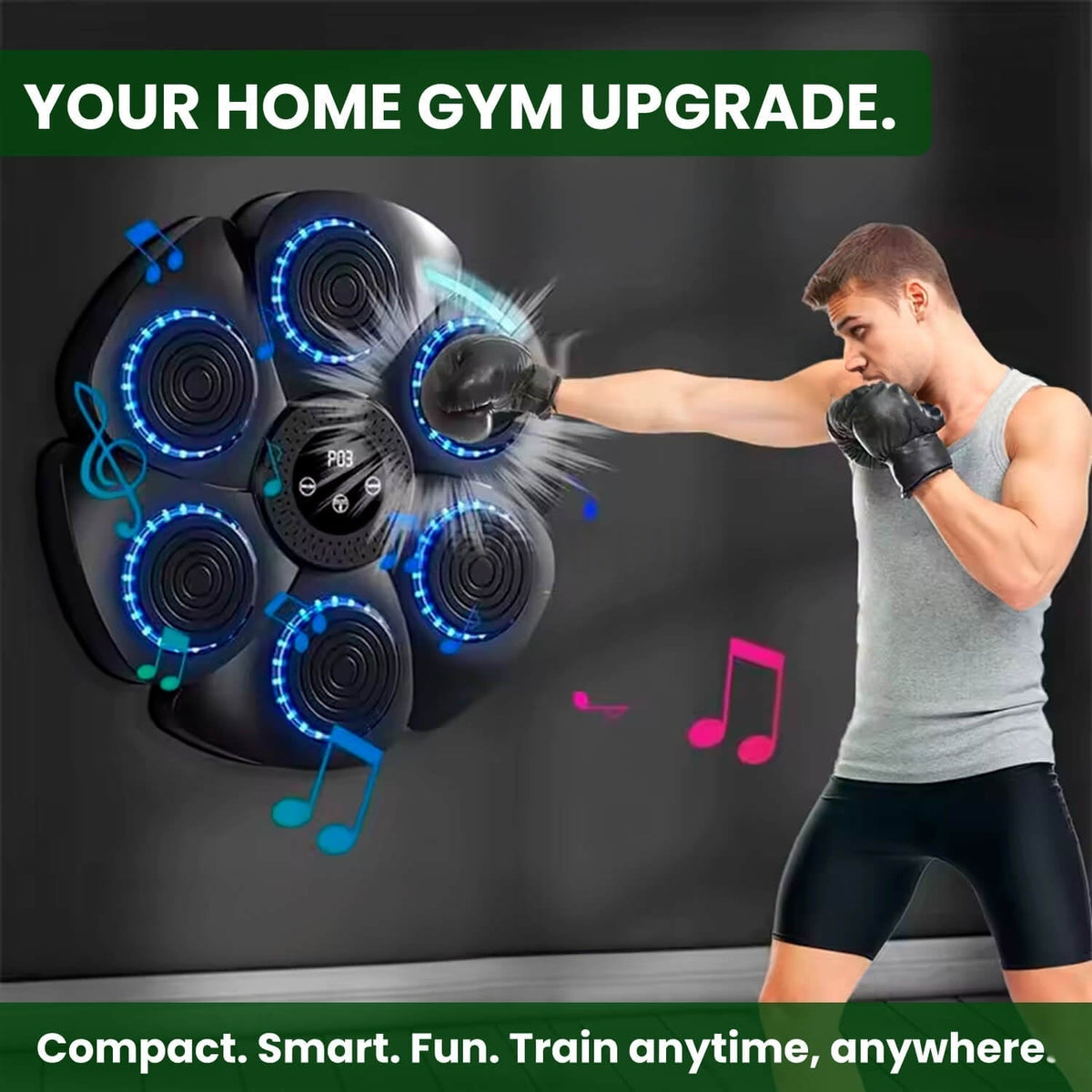 Interactive Rhythm Boxing Trainer with Light-Up Targets & Music Sync for Home Workouts, Cardio & Strength Training
