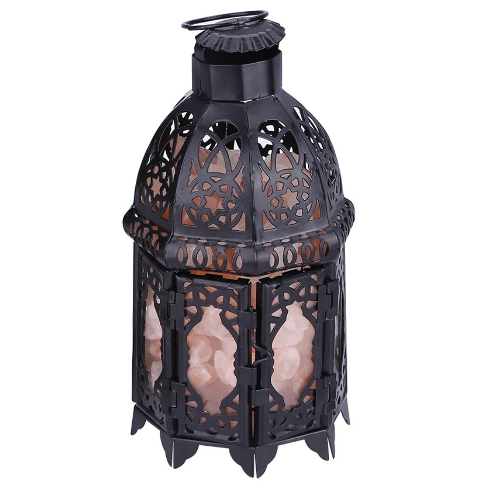 Vintage-Tischlampe aus Eisen mit Salzstein