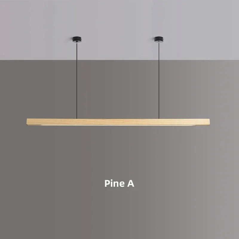LED Wood Dining Room Fixture 47-Inch Linear Hanging Light Adjustable Height Island Chandelier Natural Pine Kitchen Suspended Lighting Modern | Thomler