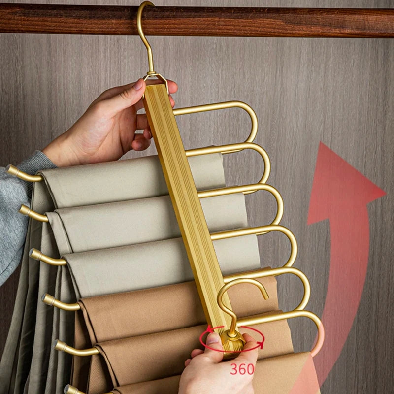 Multi-Tier Closet Hanger for Pants Storage 6-Level Rotating Hook Space Organizer for Jeans Slacks Scarves 14 in Wide Lightweight Aluminum Ra | Thomler