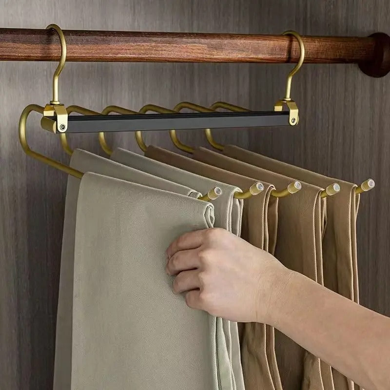 Multi-Tier Closet Hanger for Pants Storage 6-Level Rotating Hook Space Organizer for Jeans Slacks Scarves 14 in Wide Lightweight Aluminum Ra | Thomler