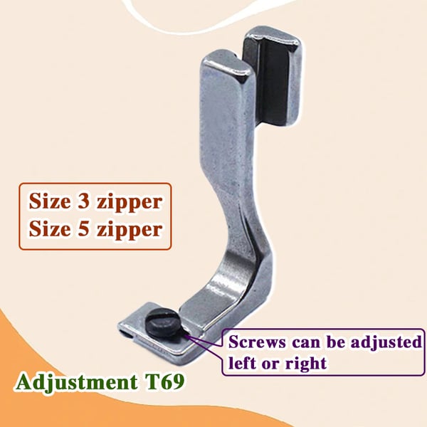 Adjustable Zipper Foot for Sewing Machines – Invisible Zip Presser Foot Attachment for Size 3 & 5 Zippers | Compatible with Most Home Models | Thomler