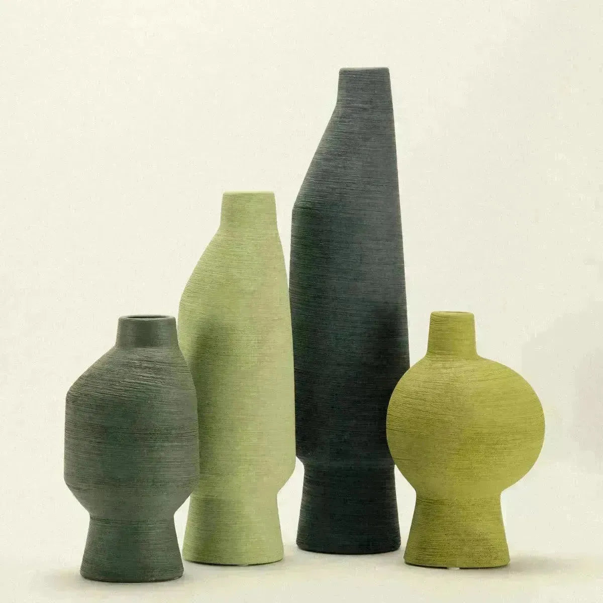 Handcrafted Pottery Vessel with Irregular Contour 7.9 Inches Sage Finish for Mantels Coffee Tables Botanical Stems Modern Farmhouse Nordic D | Thomler