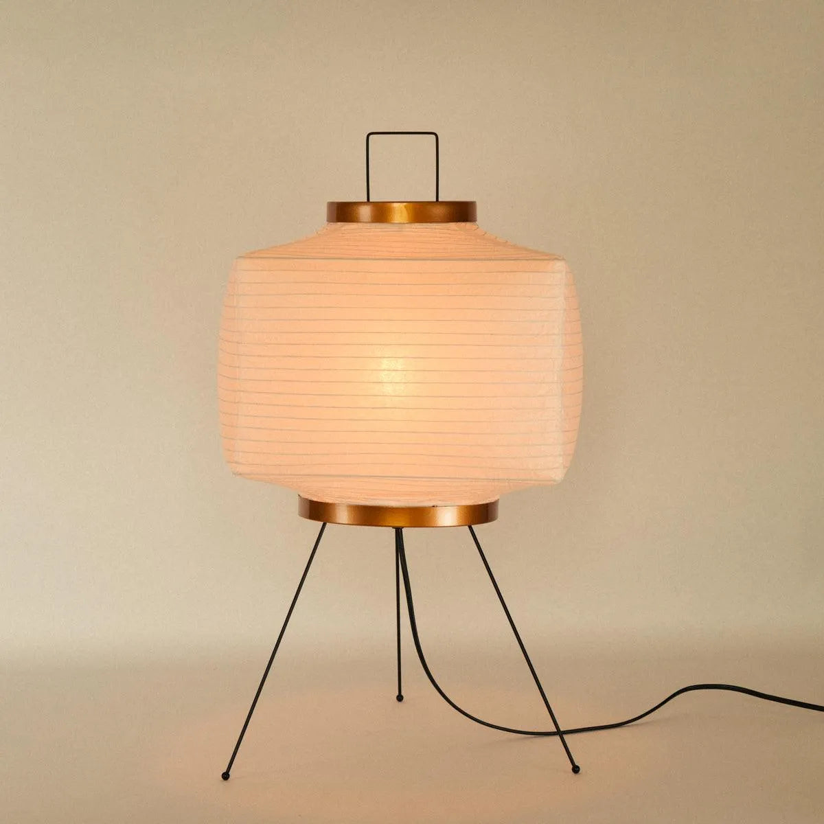 Geometric Paper Lantern Stand Lamp White 24 inch Tall Zen Décor Soft Glow Minimal Japanese Ambient Light Reading Nook Bedroom Living Space | Thomler