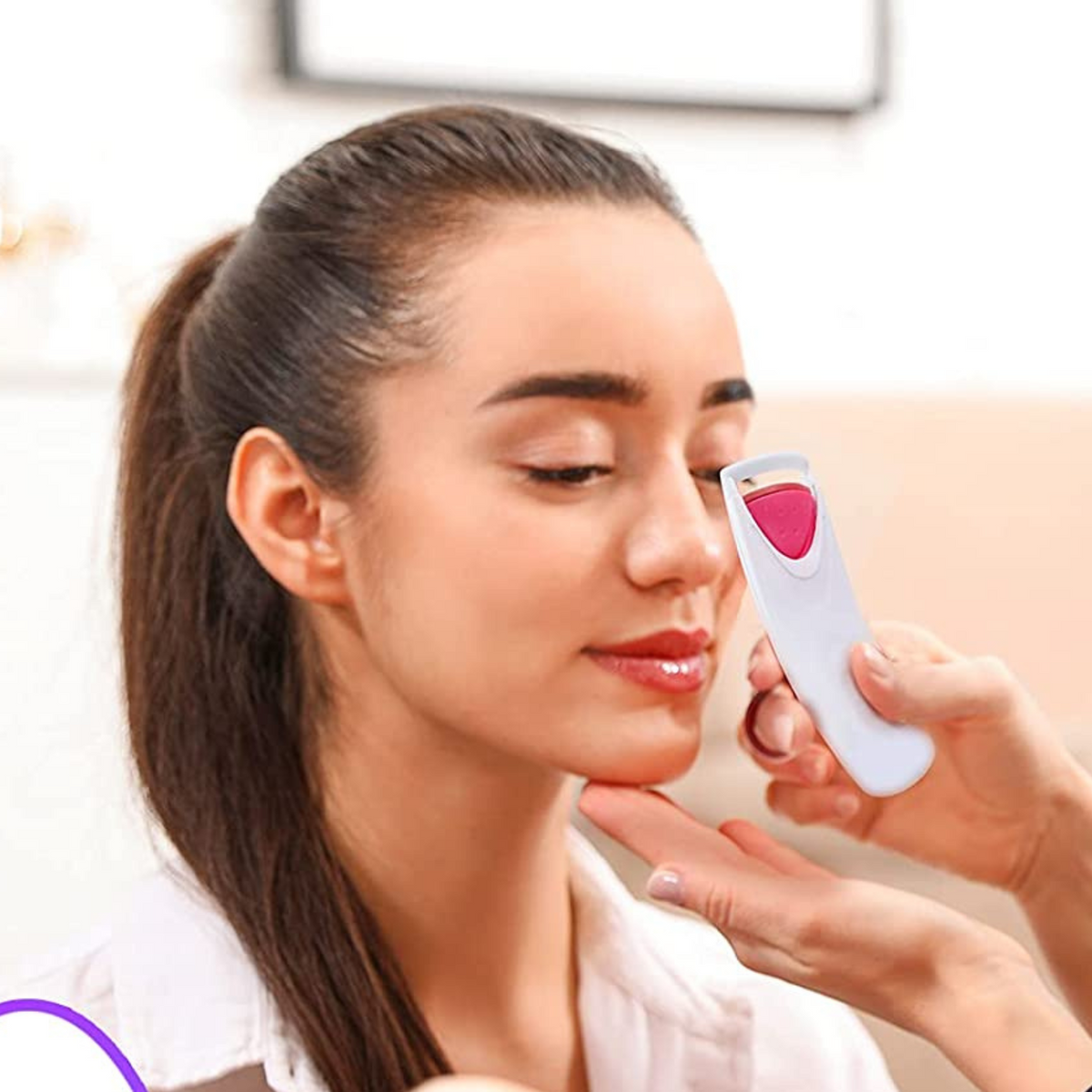 Rizador de pestañas eléctrico portátil con calor para pestañas postizas
