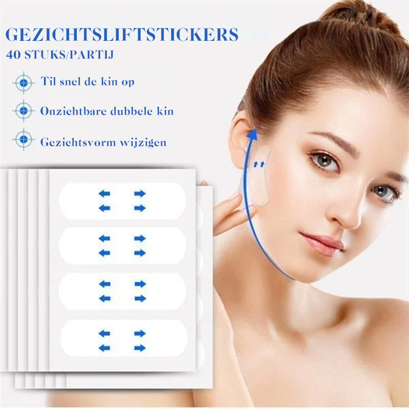 Invisible Facial Lifting Tape Strips for Jawline Contouring & Wrinkle Smoothing - Clear V-Shape Face Lift Stickers for Under Makeup - Breath