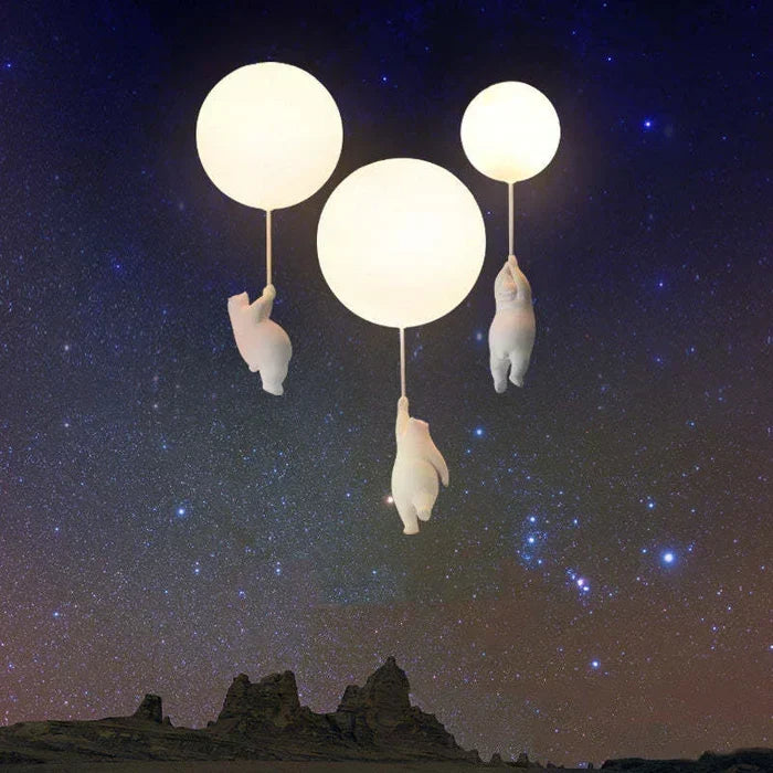 Kinder-Deckenleuchte Kinderzimmer Bär Ballon Pendelleuchte LED-Lampe Schlafzimmer Spielzimmer Deko Warmweißes Licht Tiermotiv Hängeleuchte