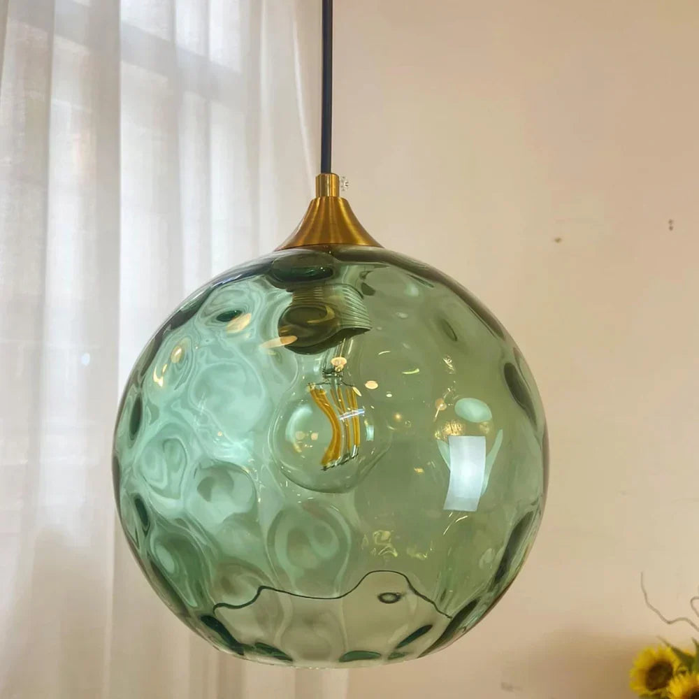 Getextureerde glazen hanglamp 7,9 inch, verlichting voor kookeiland in de eetkamer, in hoogte verstelbare moderne bolvormige pendellamp, minimalistische plafondlamp voor K | Thomler
