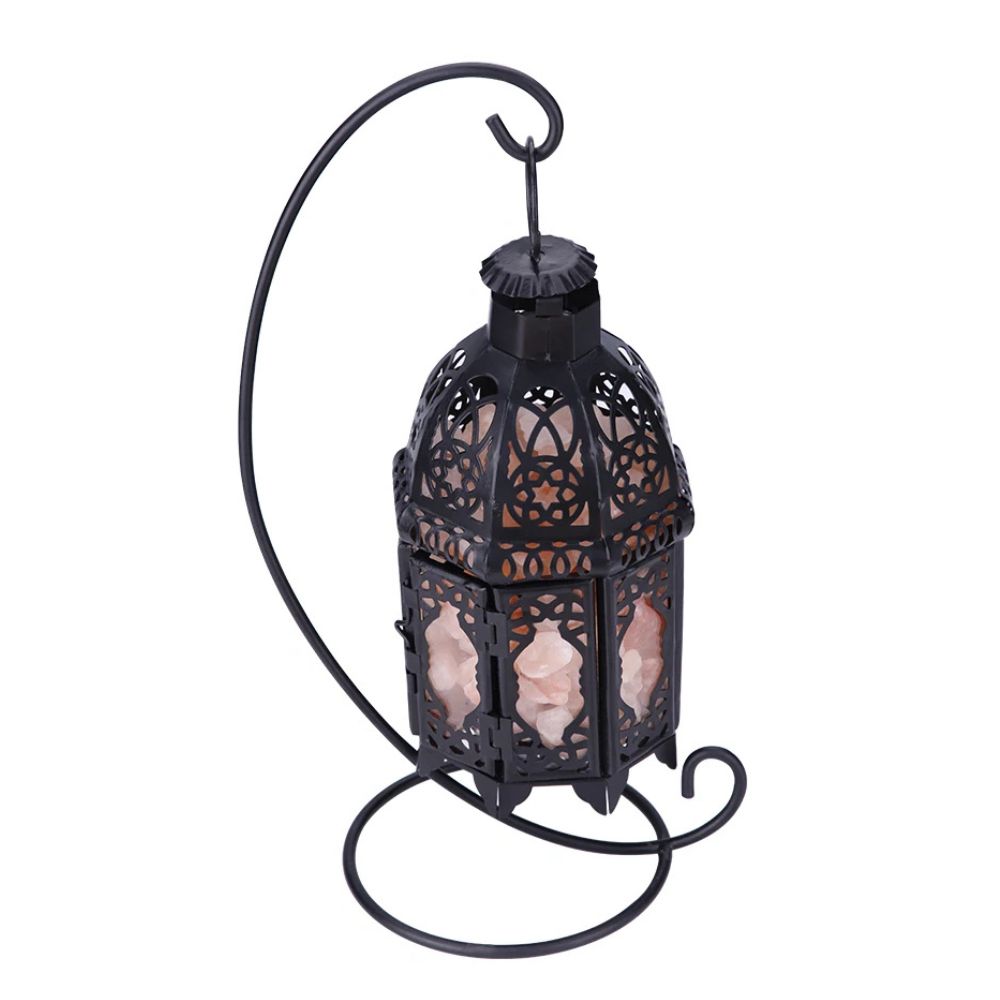 Vintage-Tischlampe aus Eisen mit Salzstein