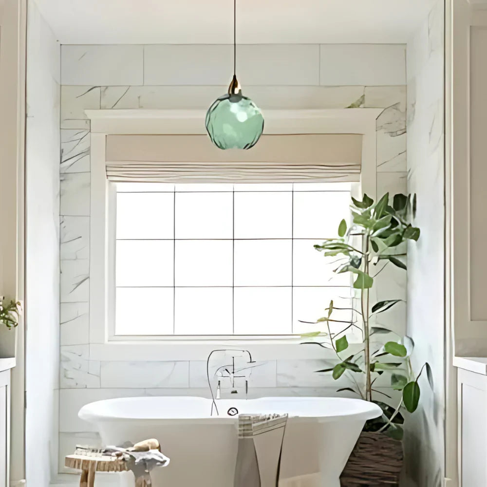 Getextureerde glazen hanglamp 7,9 inch, verlichting voor kookeiland in de eetkamer, in hoogte verstelbare moderne bolvormige pendellamp, minimalistische plafondlamp voor K | Thomler